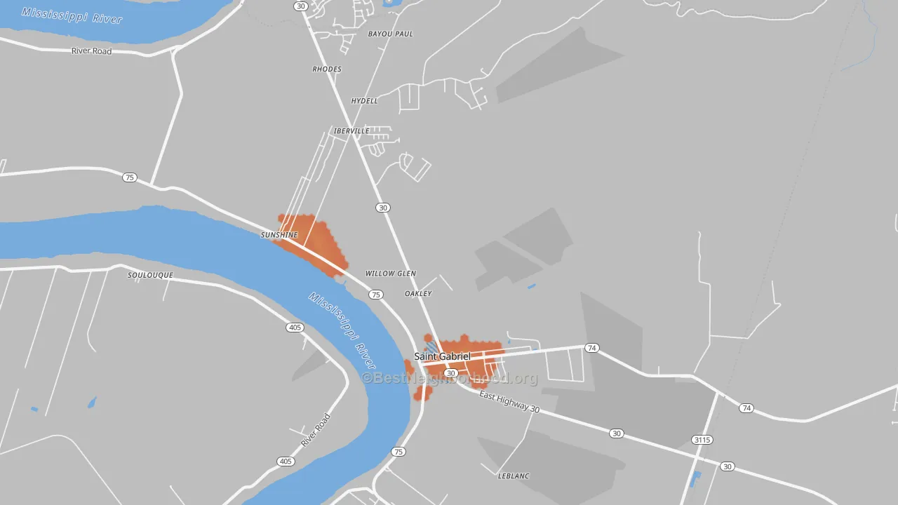 Bike Grade map of St. Gabriel, LA