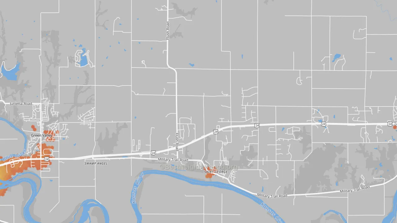 Bike Grade map of St. George, KS
