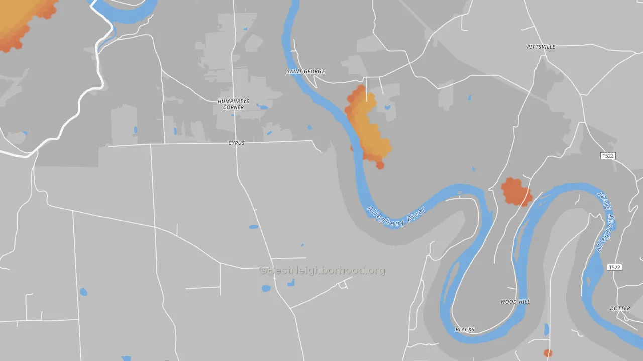 Bike Grade map of St. George, PA
