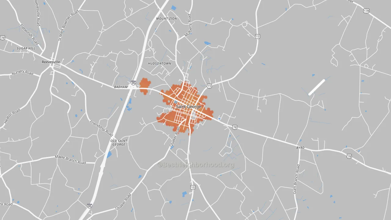 Bike Grade map of St. George, SC