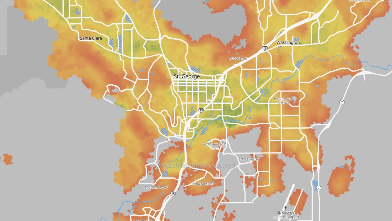 Bike Grade map of St. George, UT