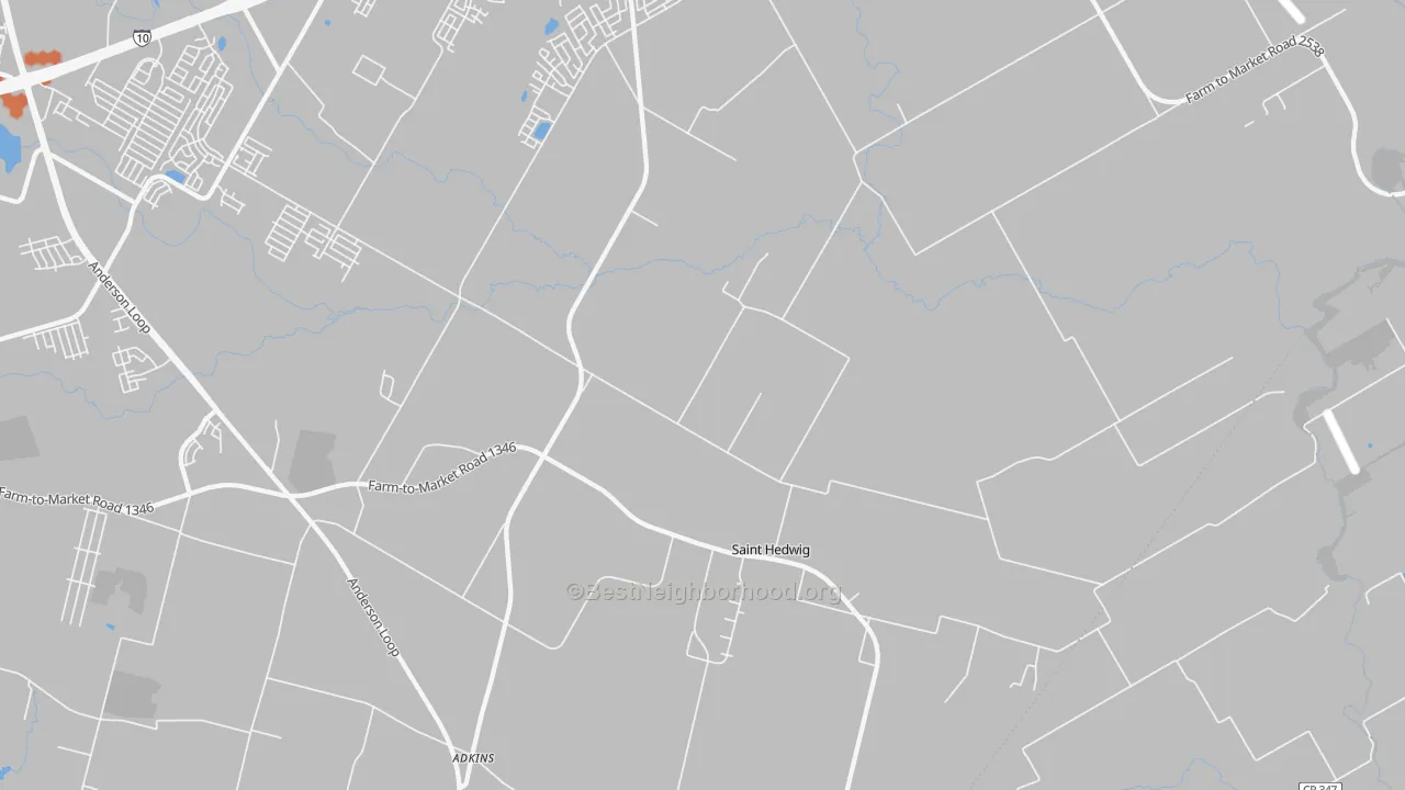Bike Grade map of St. Hedwig, TX
