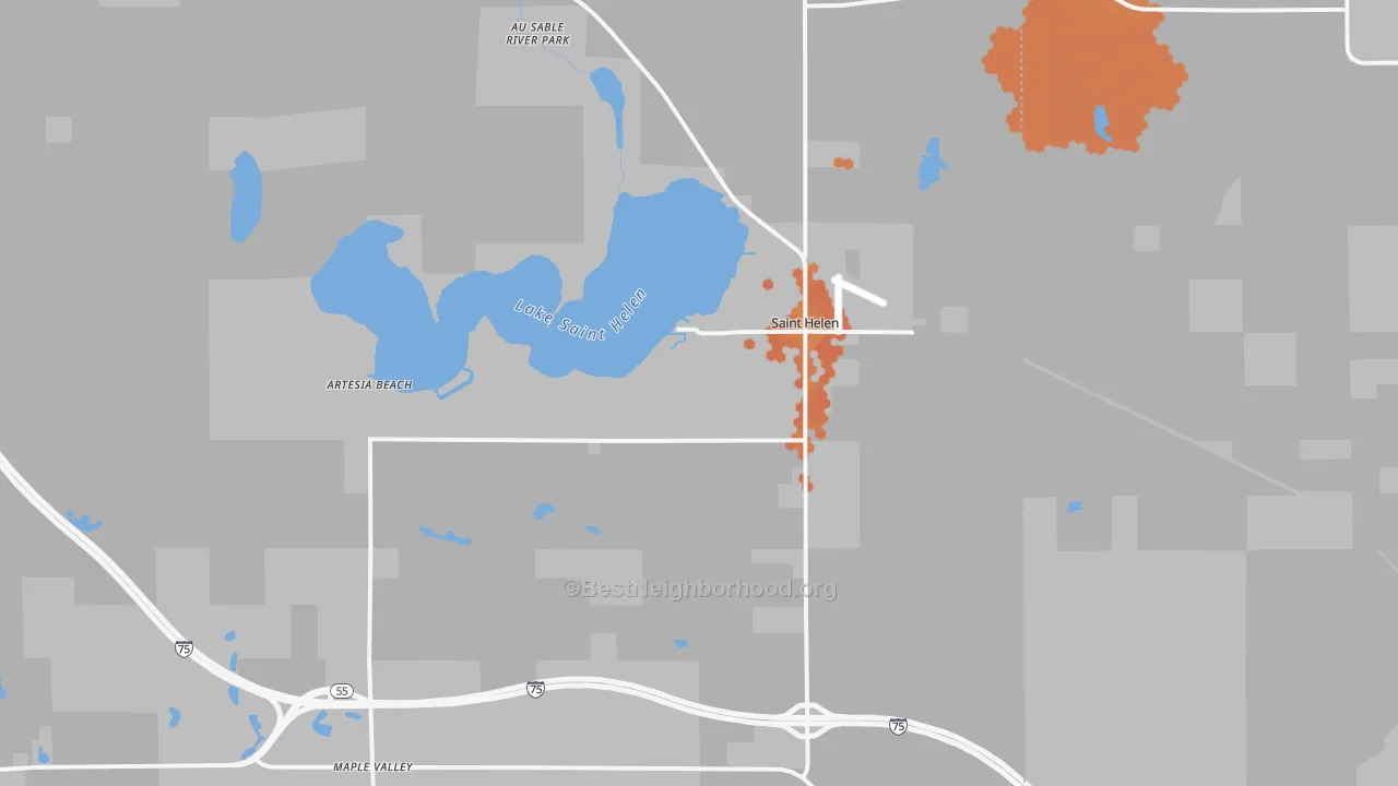 Bike Grade map of St. Helen, MI