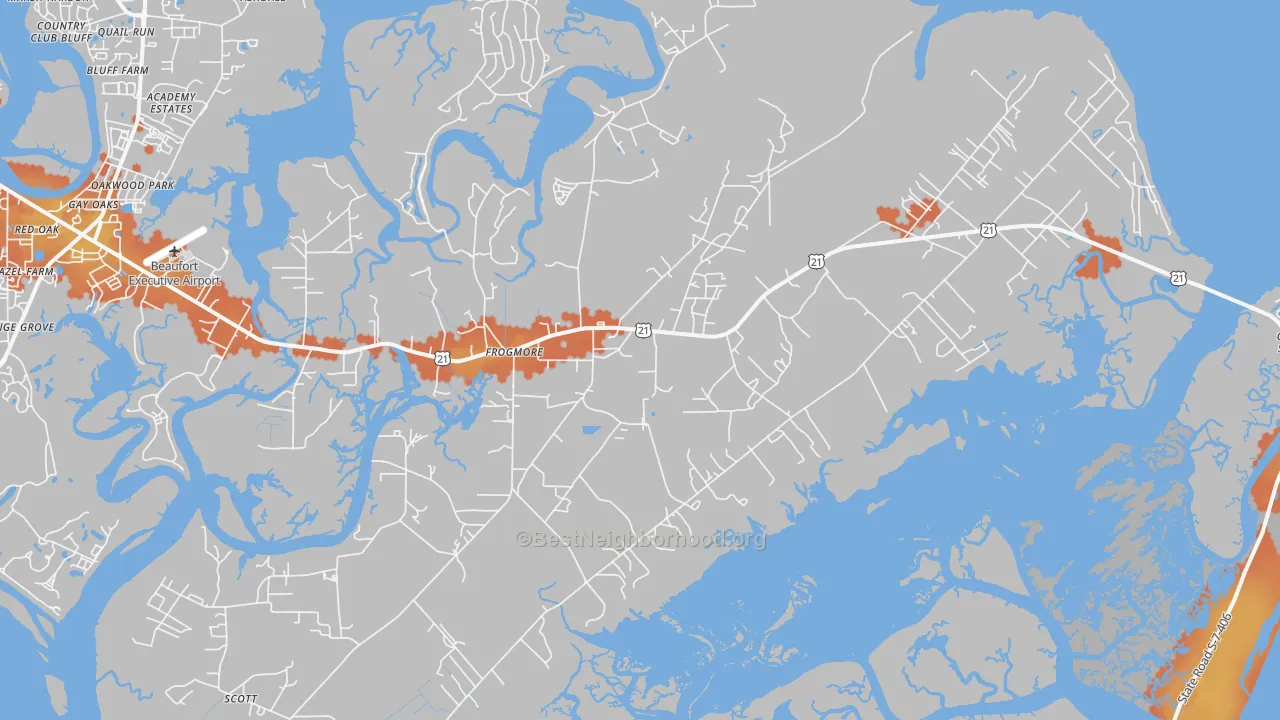 Bike Grade map of St. Helena Island, SC