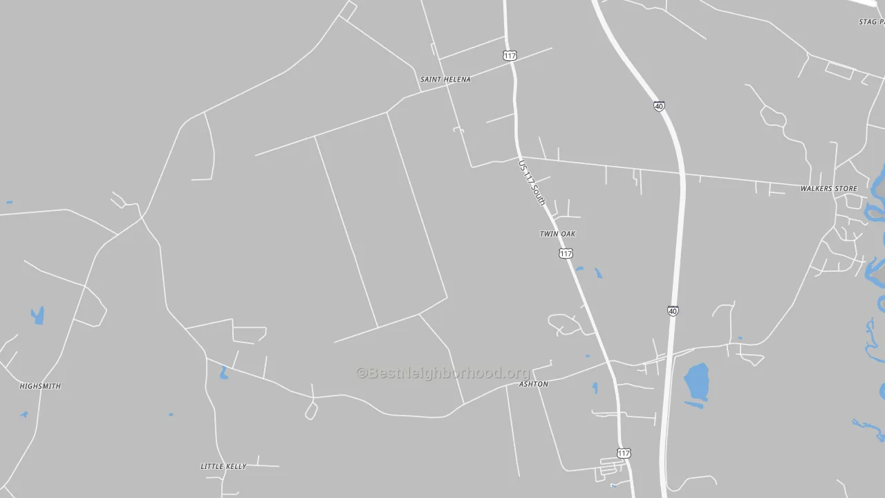 Bike Grade map of St. Helena, NC