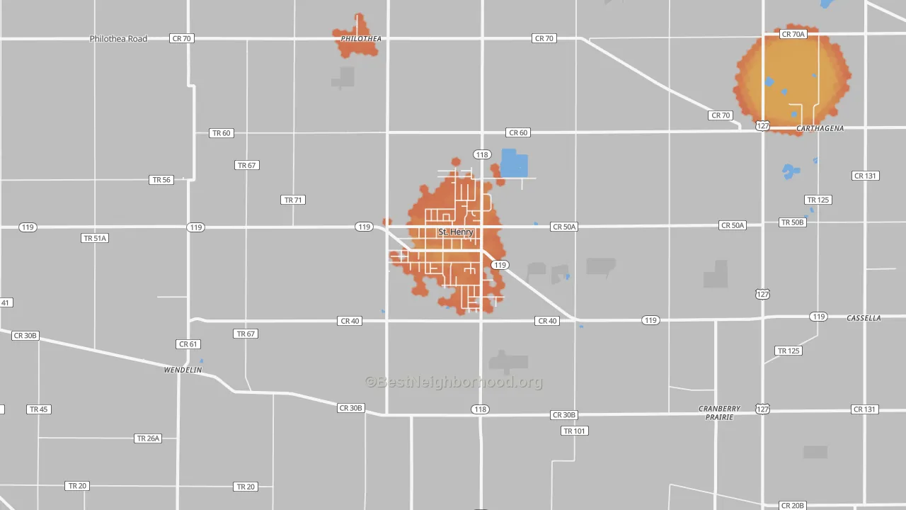 Bike Grade map of St. Henry, OH