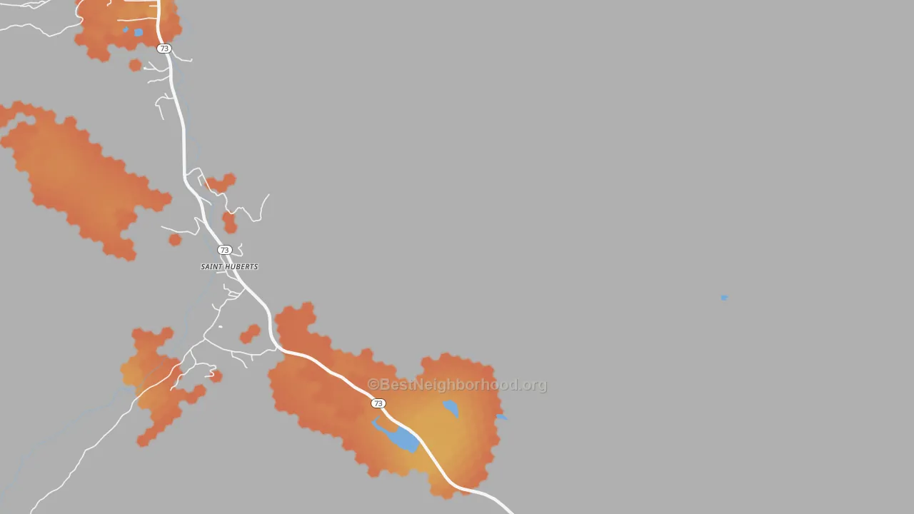 Bike Grade map of St. Huberts, NY
