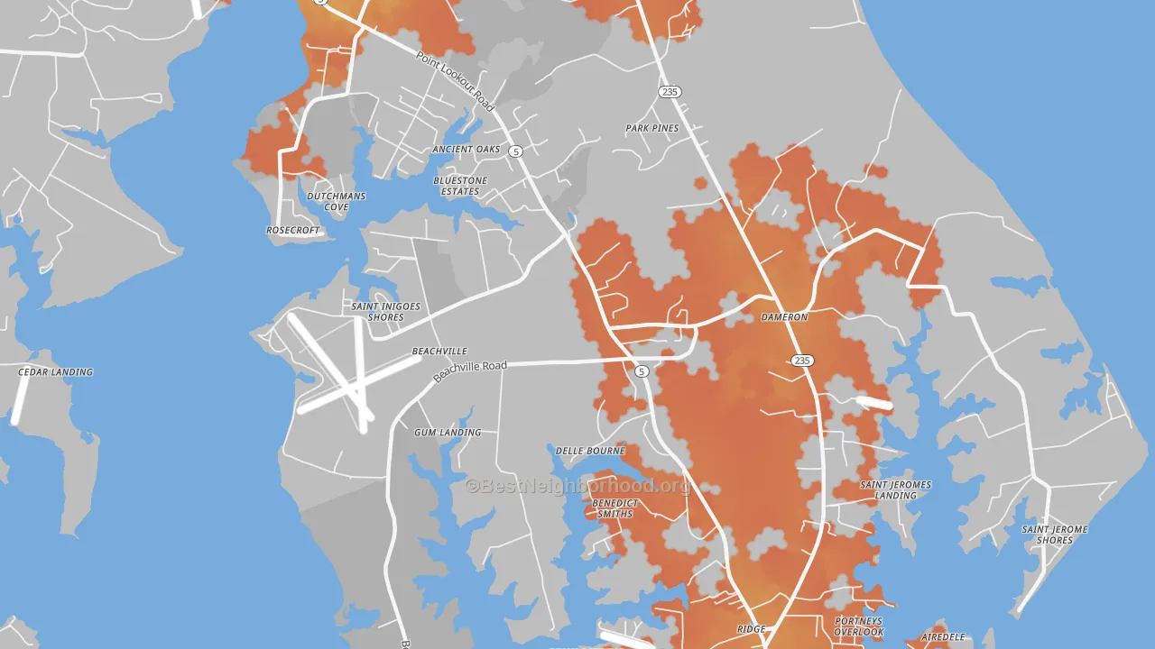 Bike Grade map of St. Inigoes, MD