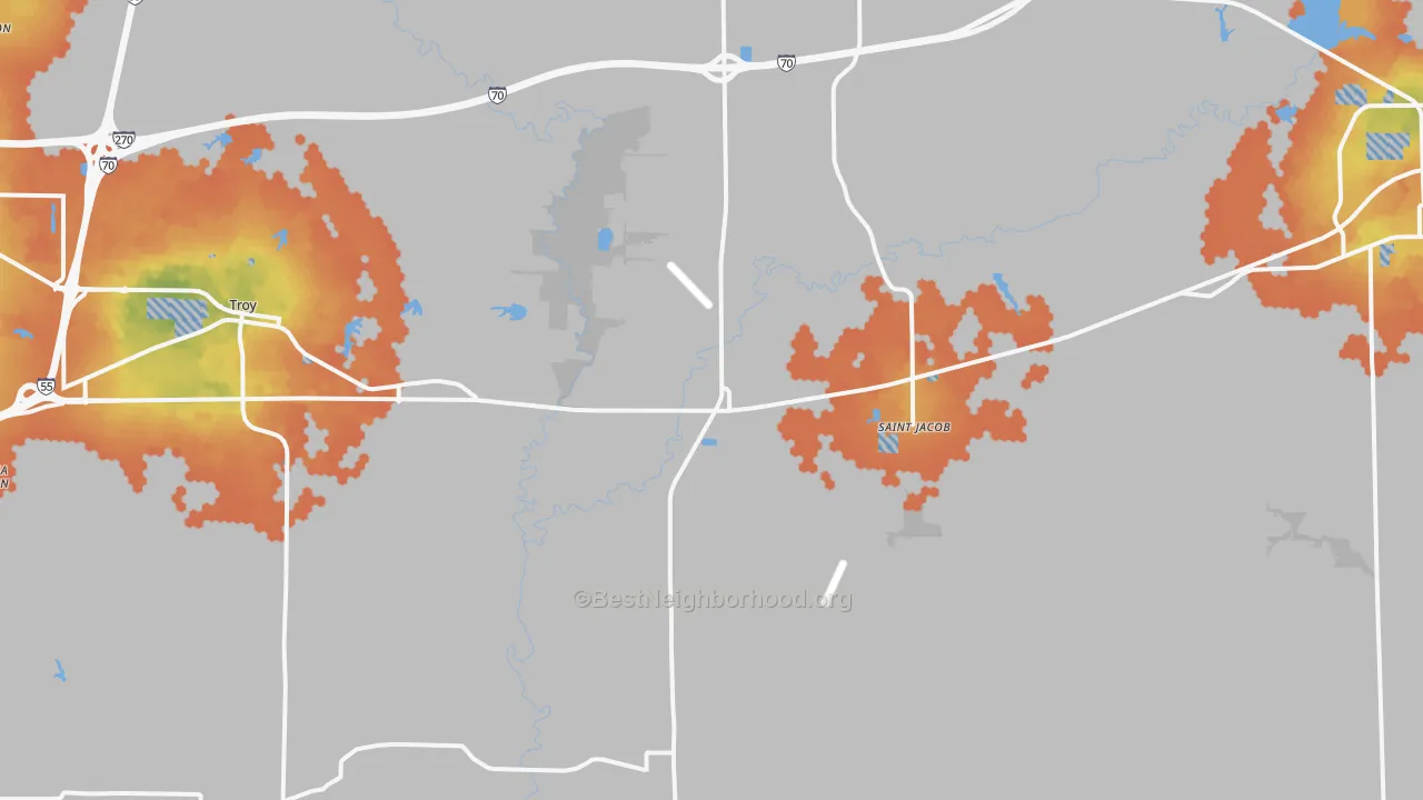 Bike Grade map of St. Jacob, IL