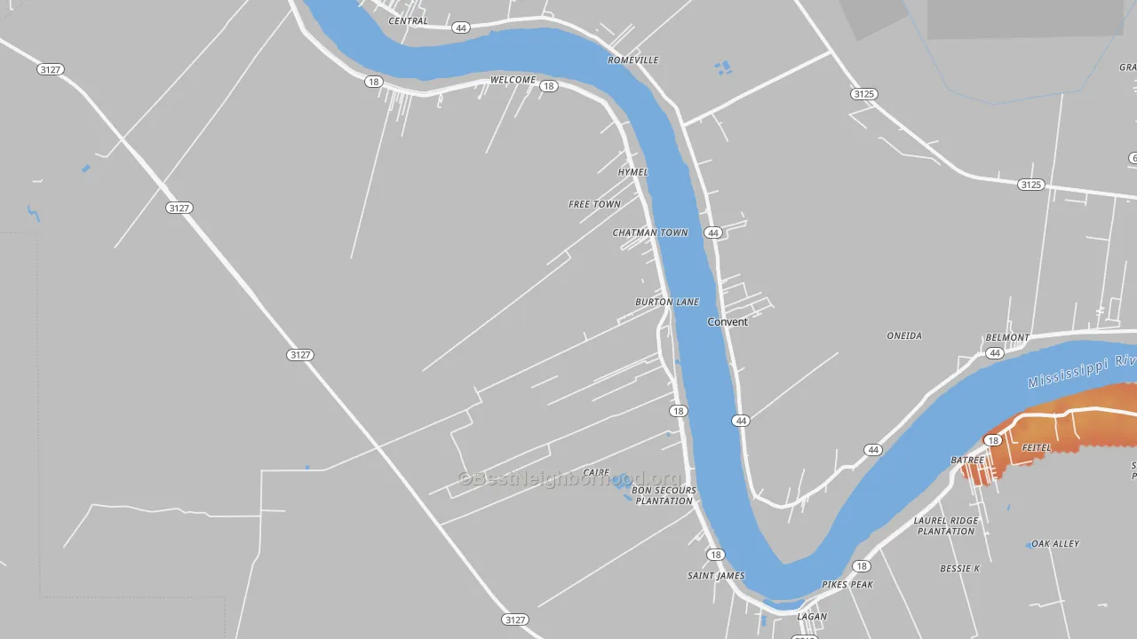 Bike Grade map of St. James, LA