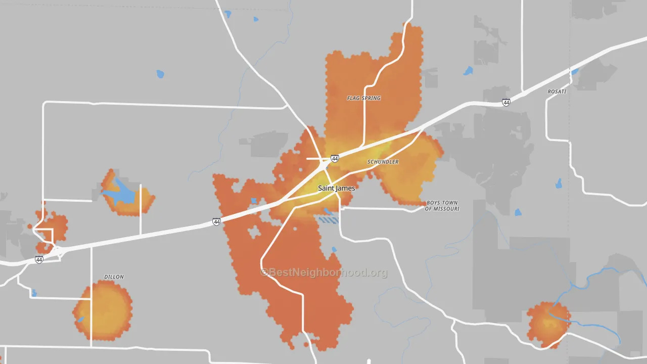 Bike Grade map of St. James, MO