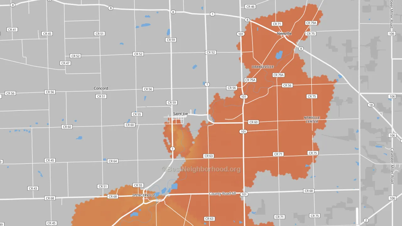 Bike Grade map of St. Joe, IN