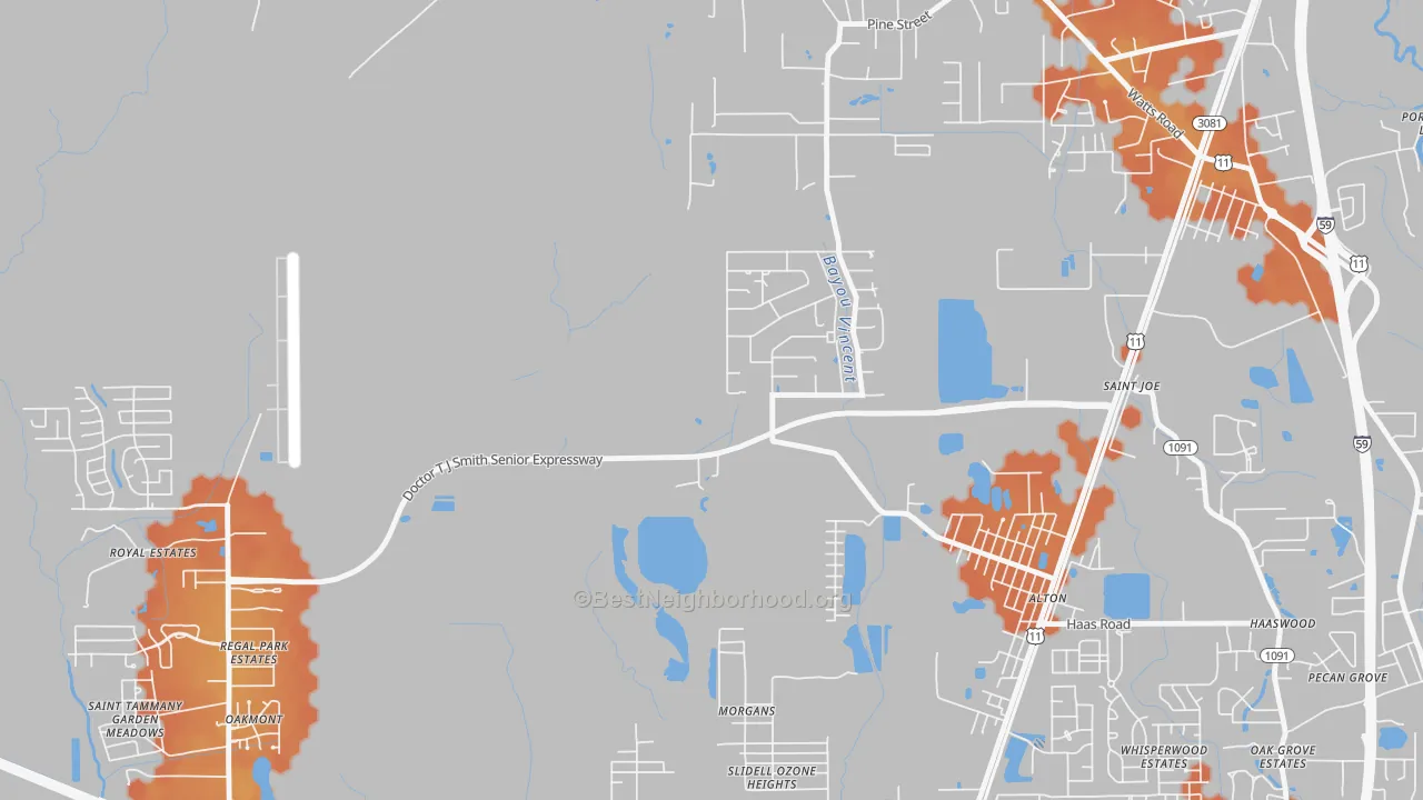 Bike Grade map of St. Joe, LA
