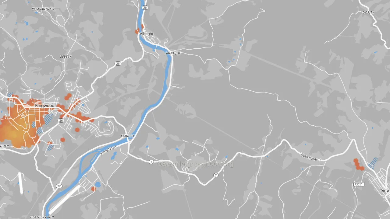 Bike Grade map of St. Joe, WV