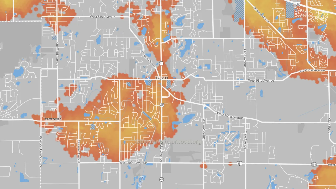 Bike Grade map of St. John, IN
