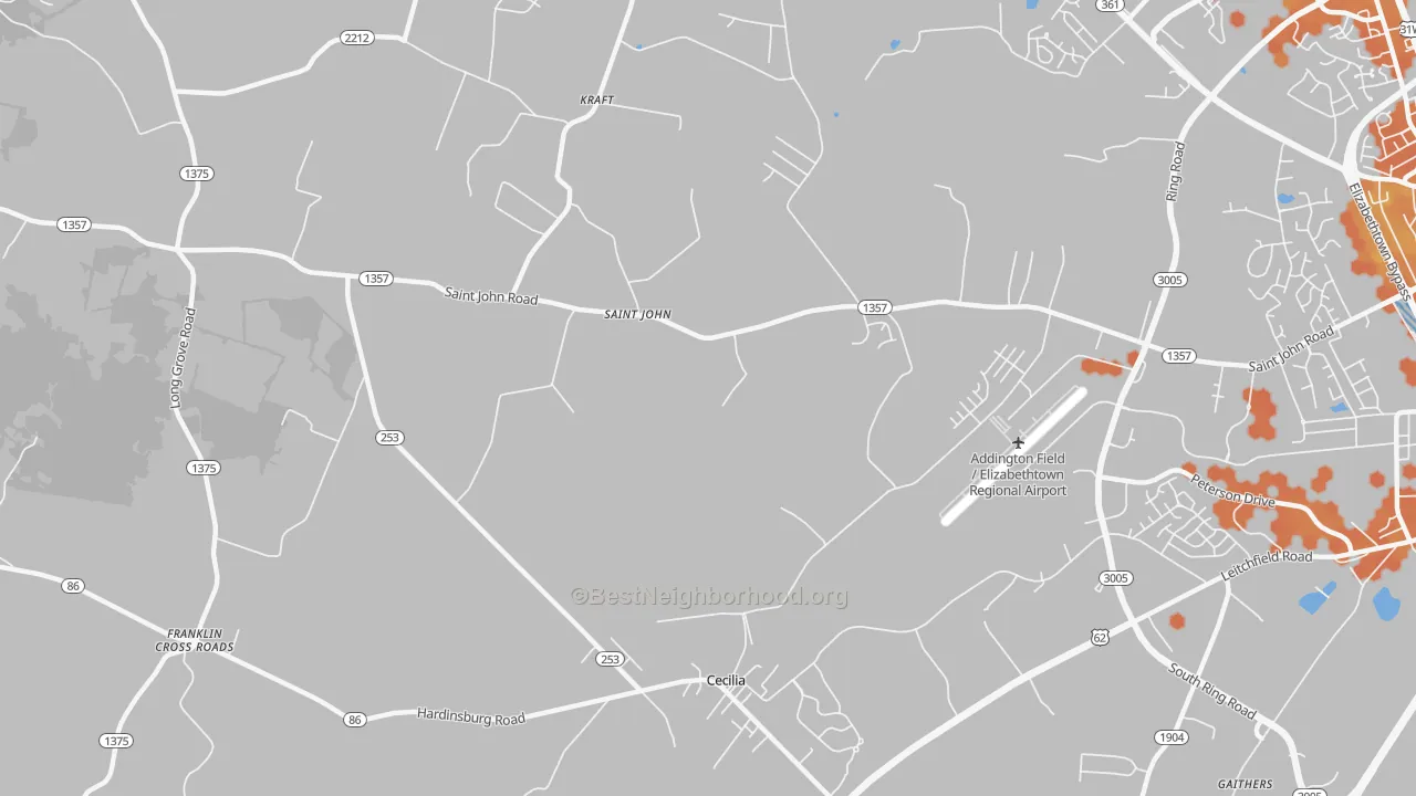 Bike Grade map of St. John, KY