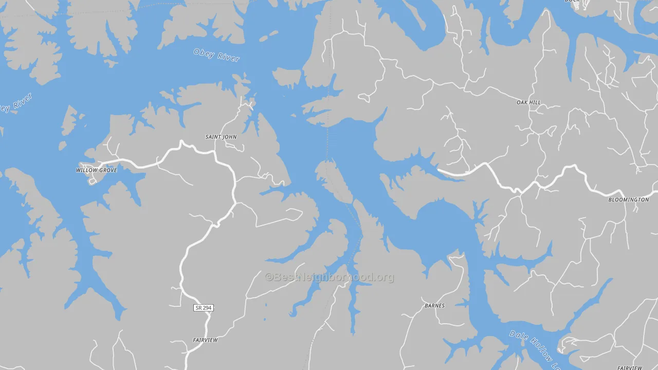 Bike Grade map of St. John, TN