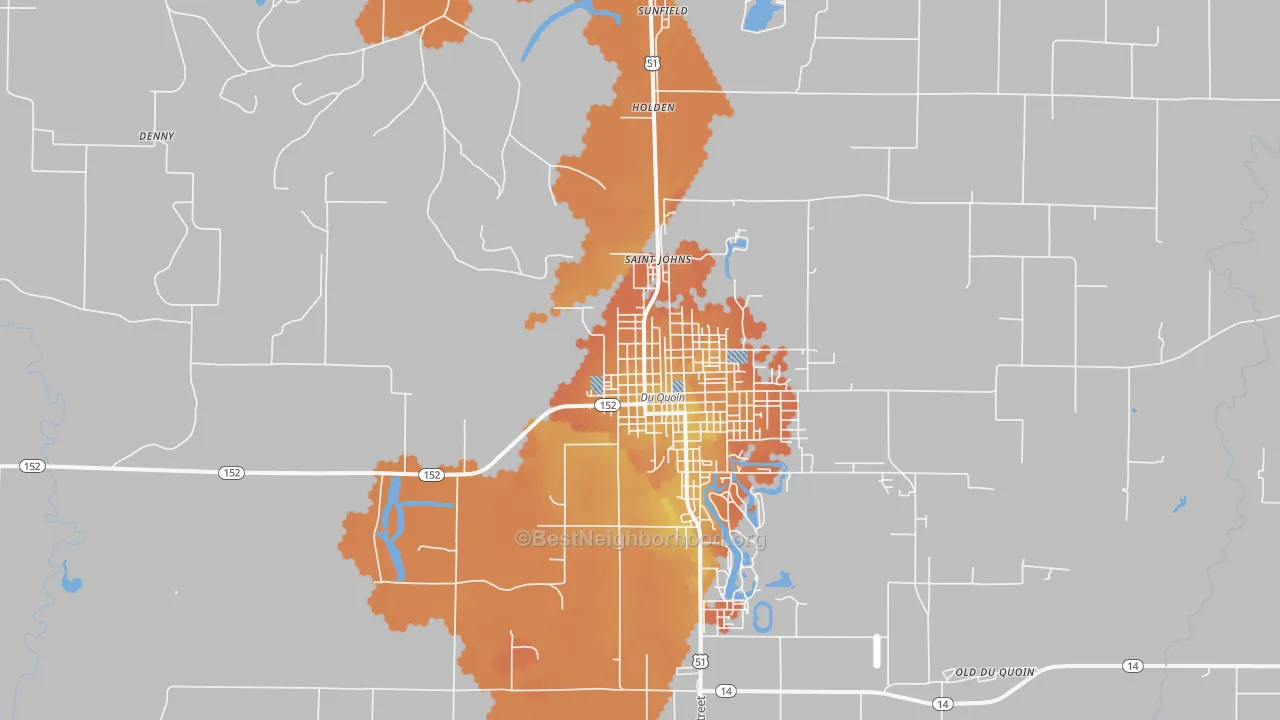 Bike Grade map of St. Johns, IL
