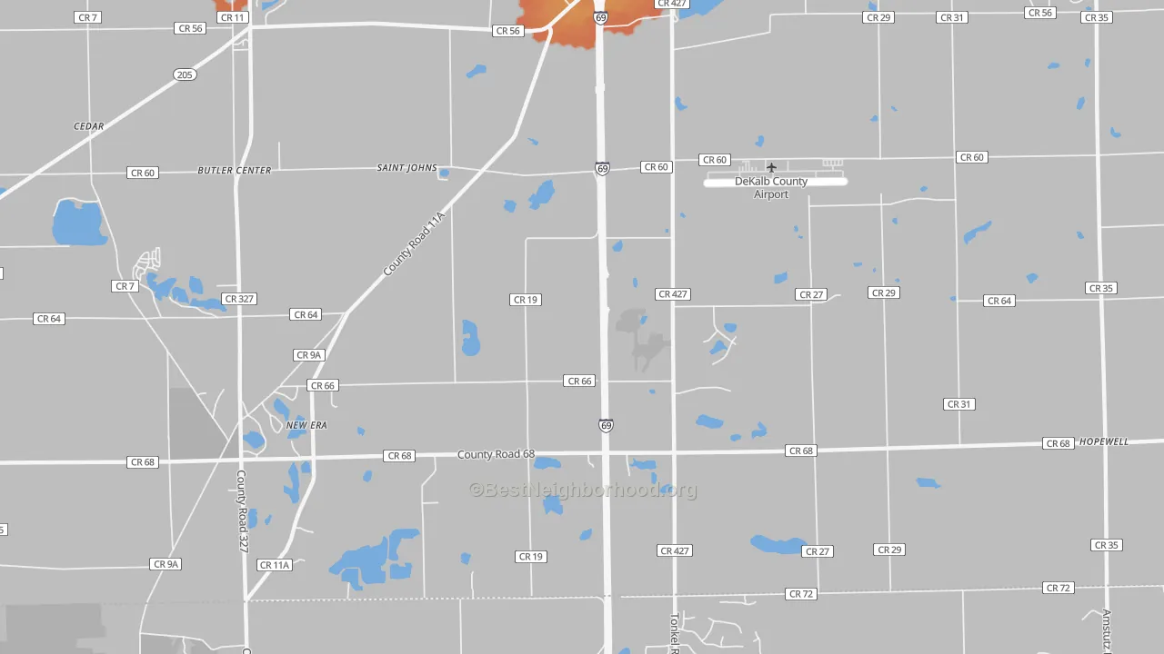 Bike Grade map of St. Johns, IN