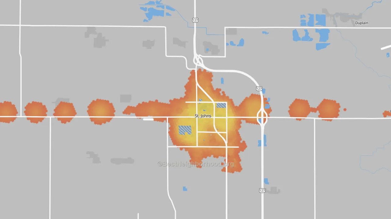 Bike Grade map of St. Johns, MI