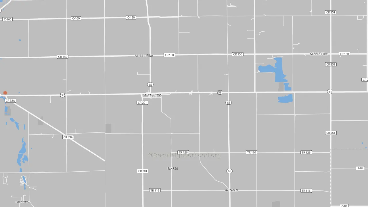 Bike Grade map of St. Johns, OH