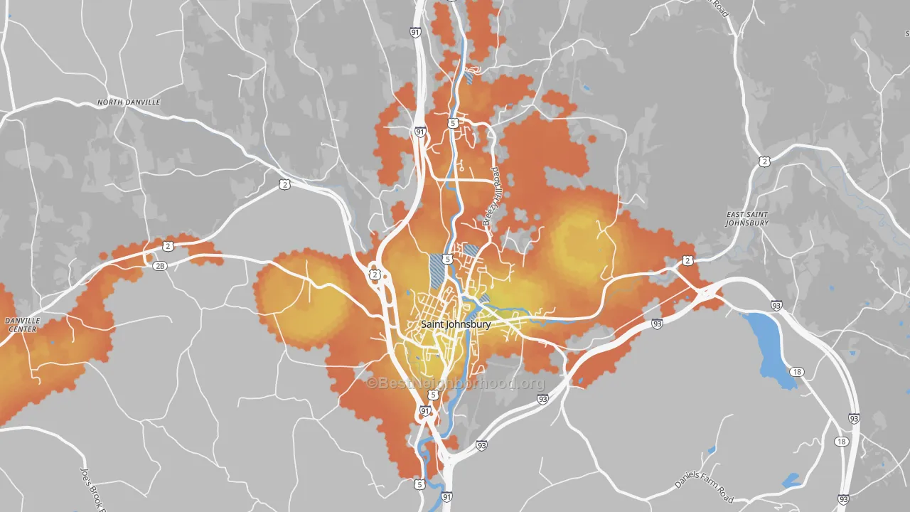Bike Grade map of St. Johnsbury, VT