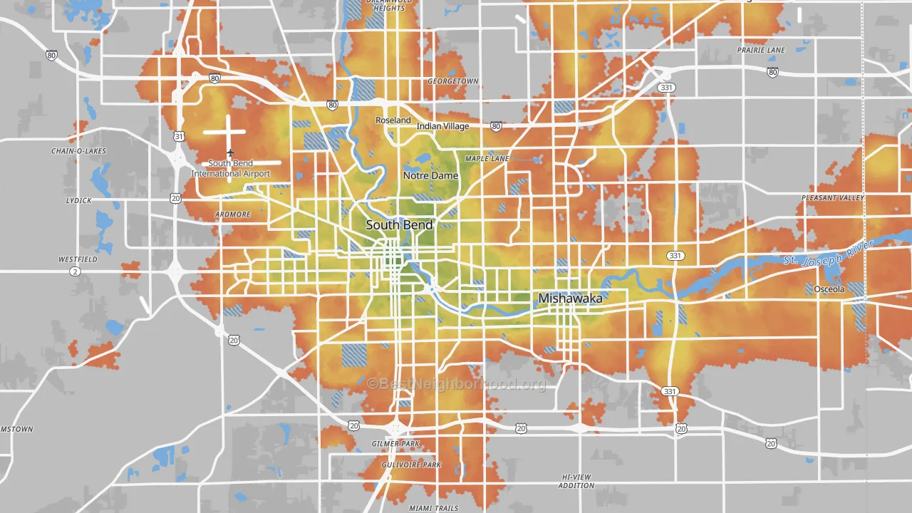 Bike Grade map of St. Joseph County, IN
