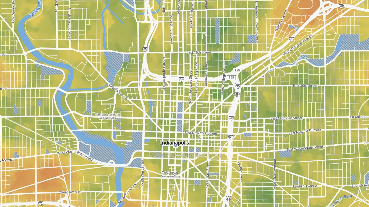 Bike Grade map of St. Joseph Historic Neighborhood, Indianapolis, IN