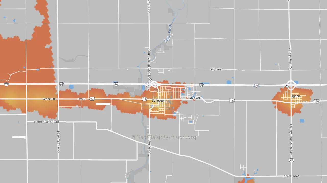 Bike Grade map of St. Joseph, IL