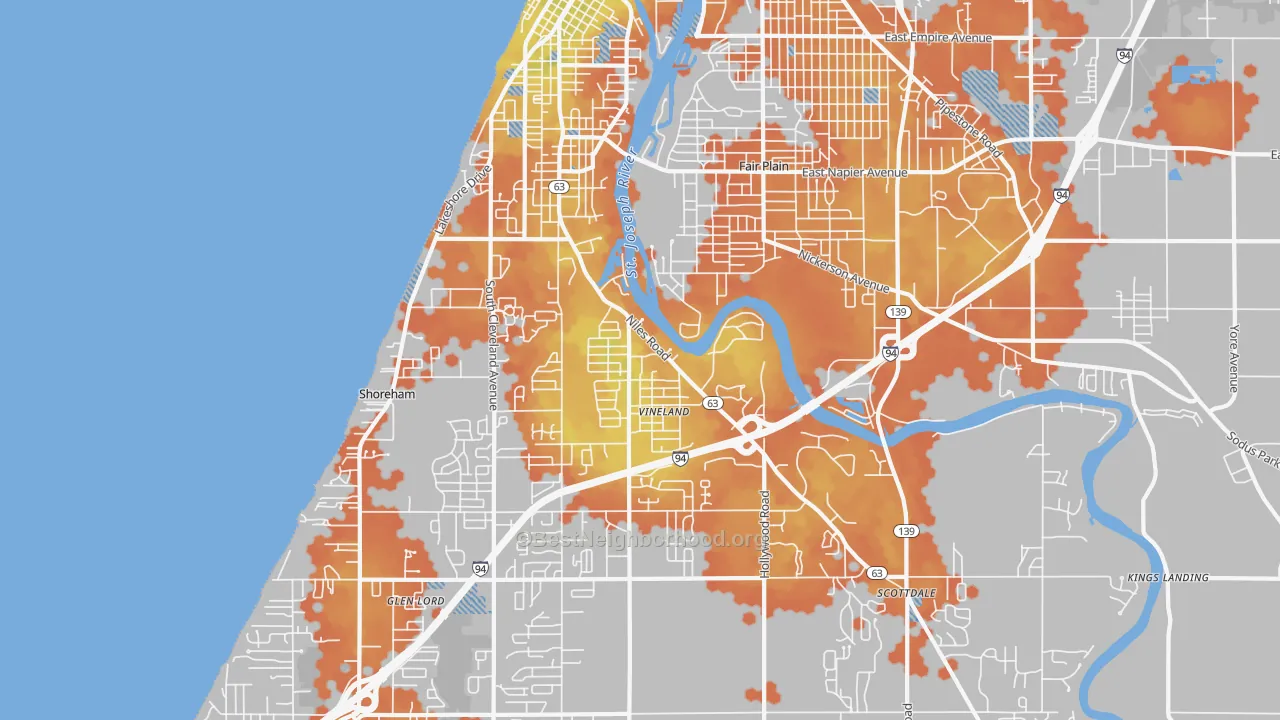 Bike Grade map of St. Joseph, MI