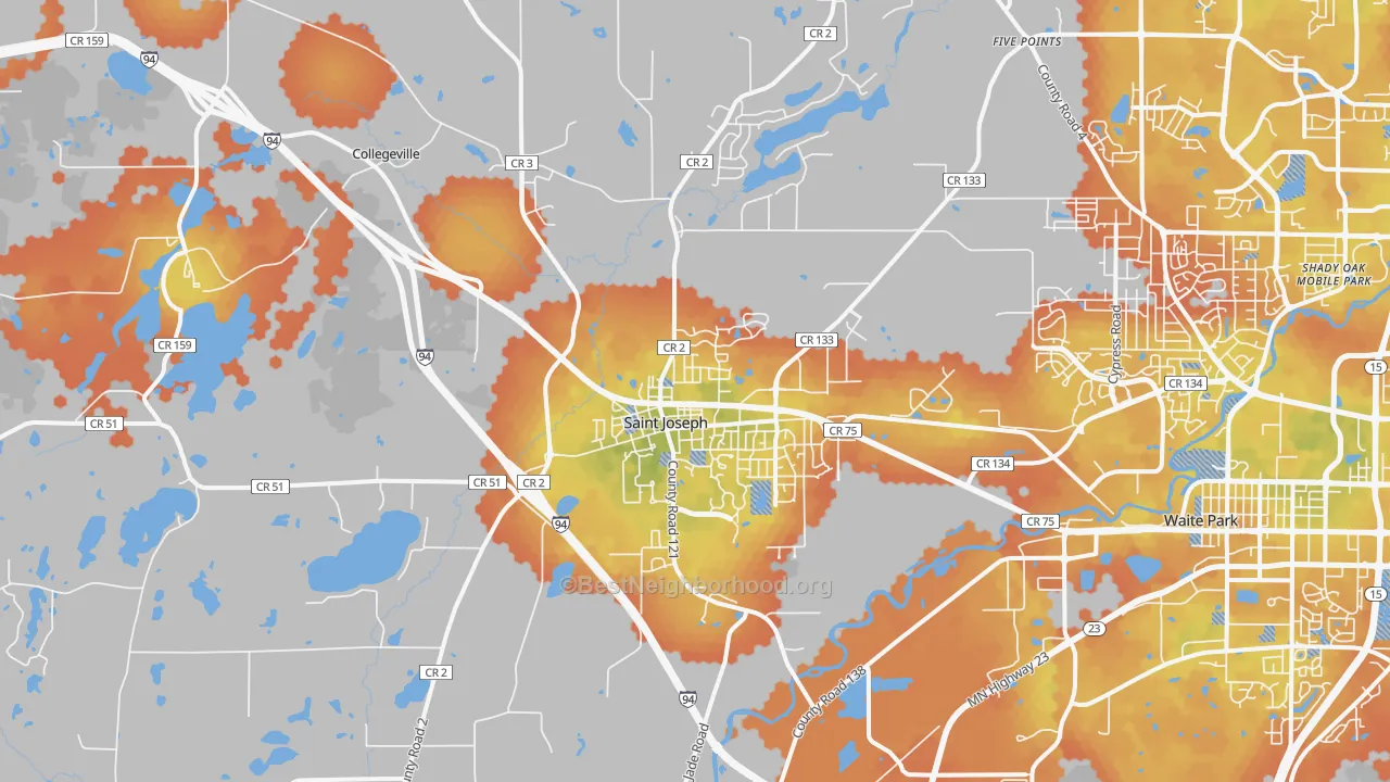 Bike Grade map of St. Joseph, MN