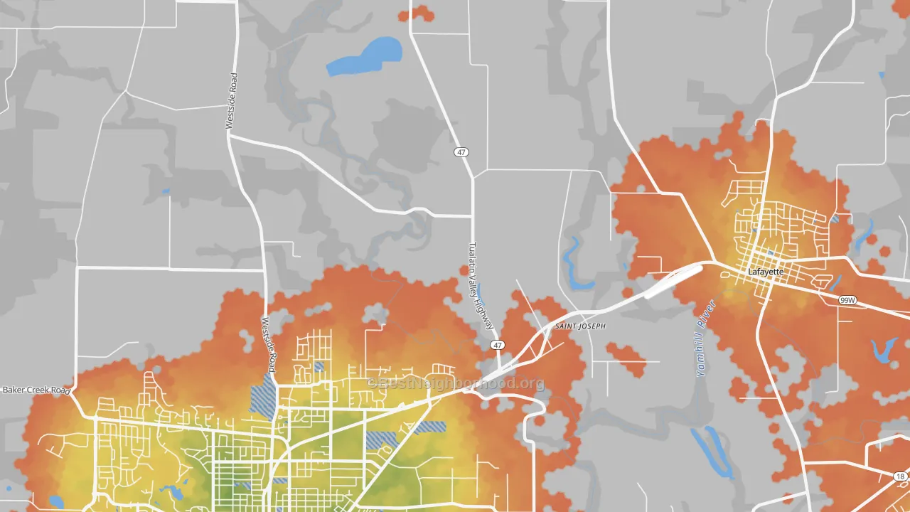 Bike Grade map of St. Joseph, OR