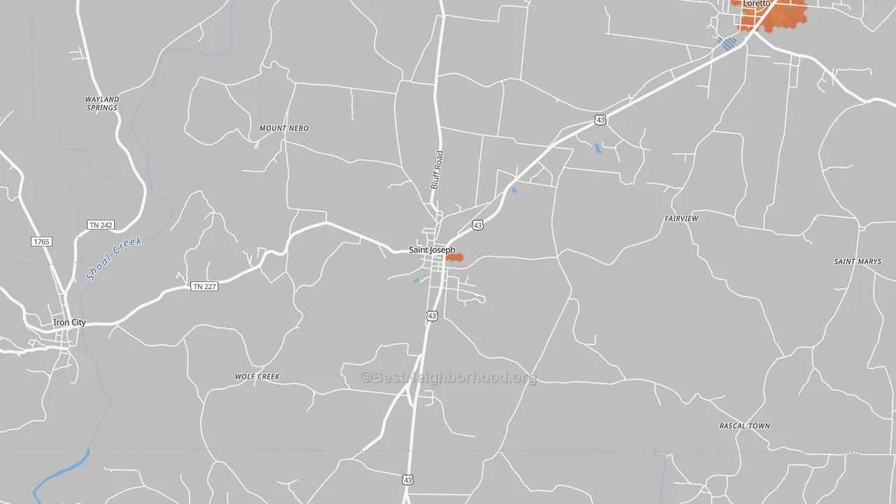 Bike Grade map of St. Joseph, TN