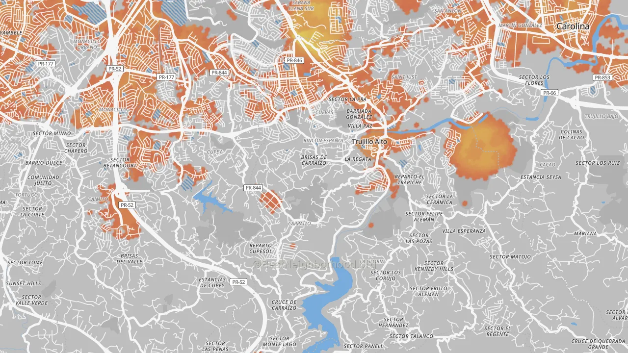 Bike Grade map of St. Just, PR