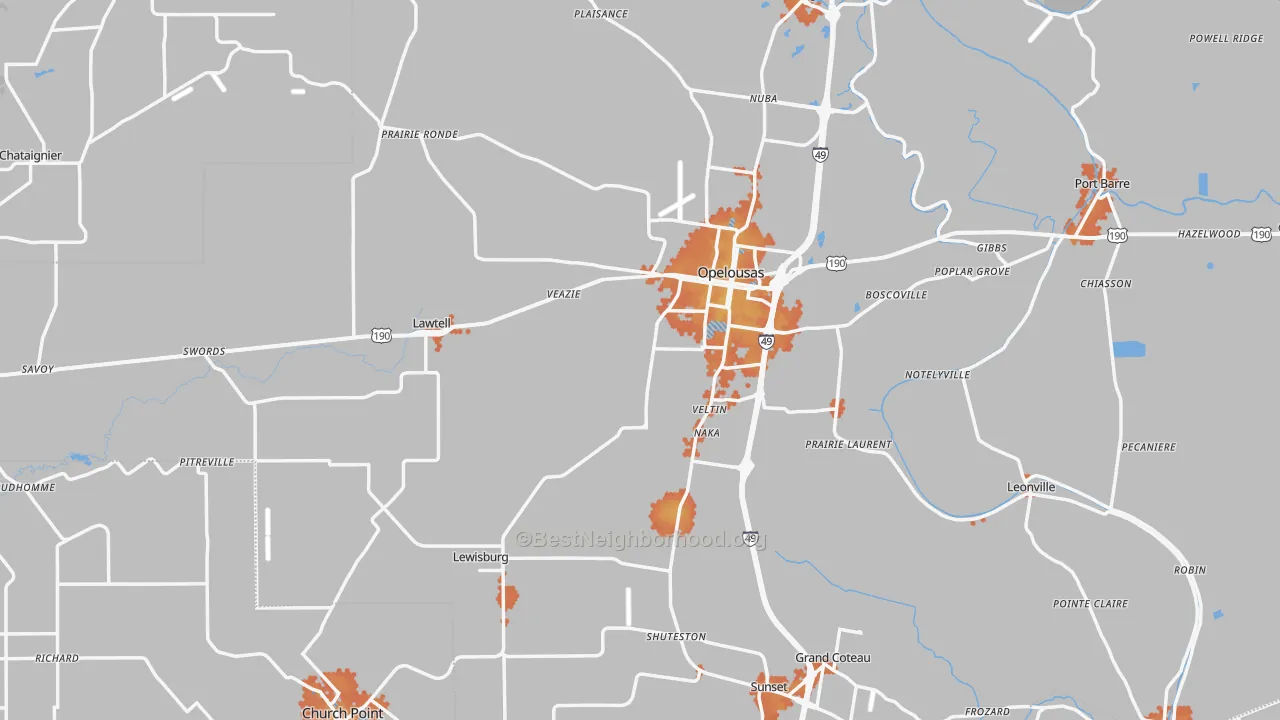 Bike Grade map of St. Landry Parish, LA