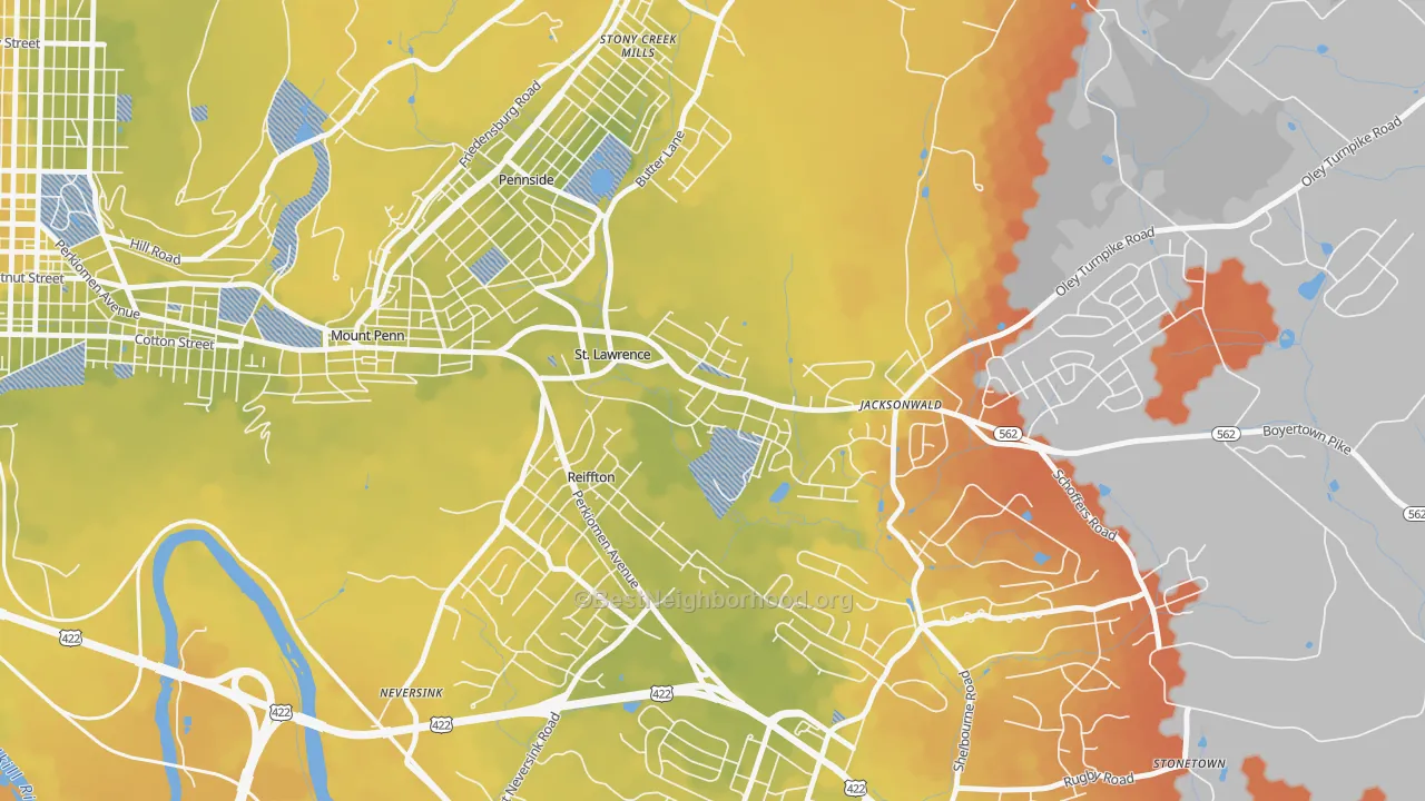 Bike Grade map of St. Lawrence, PA