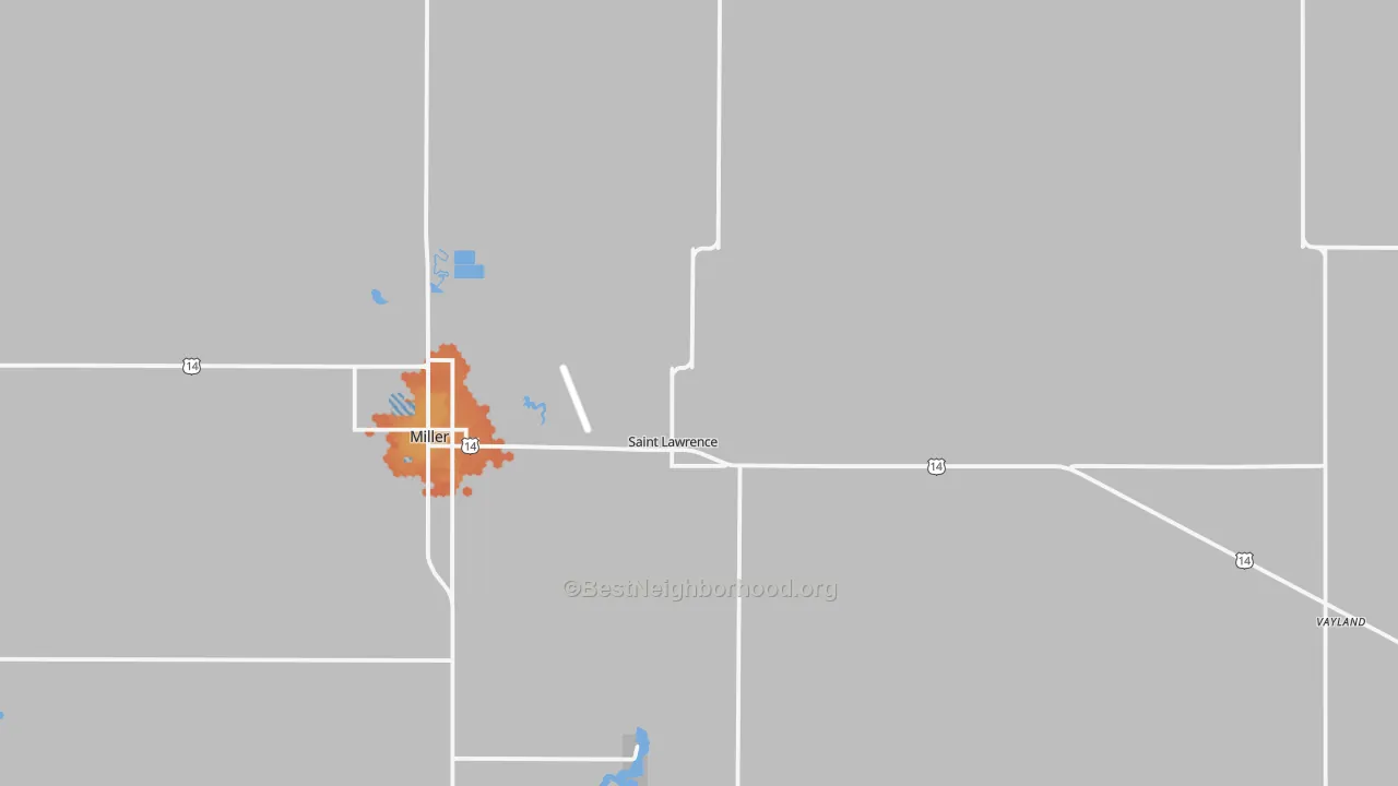 Bike Grade map of St. Lawrence, SD