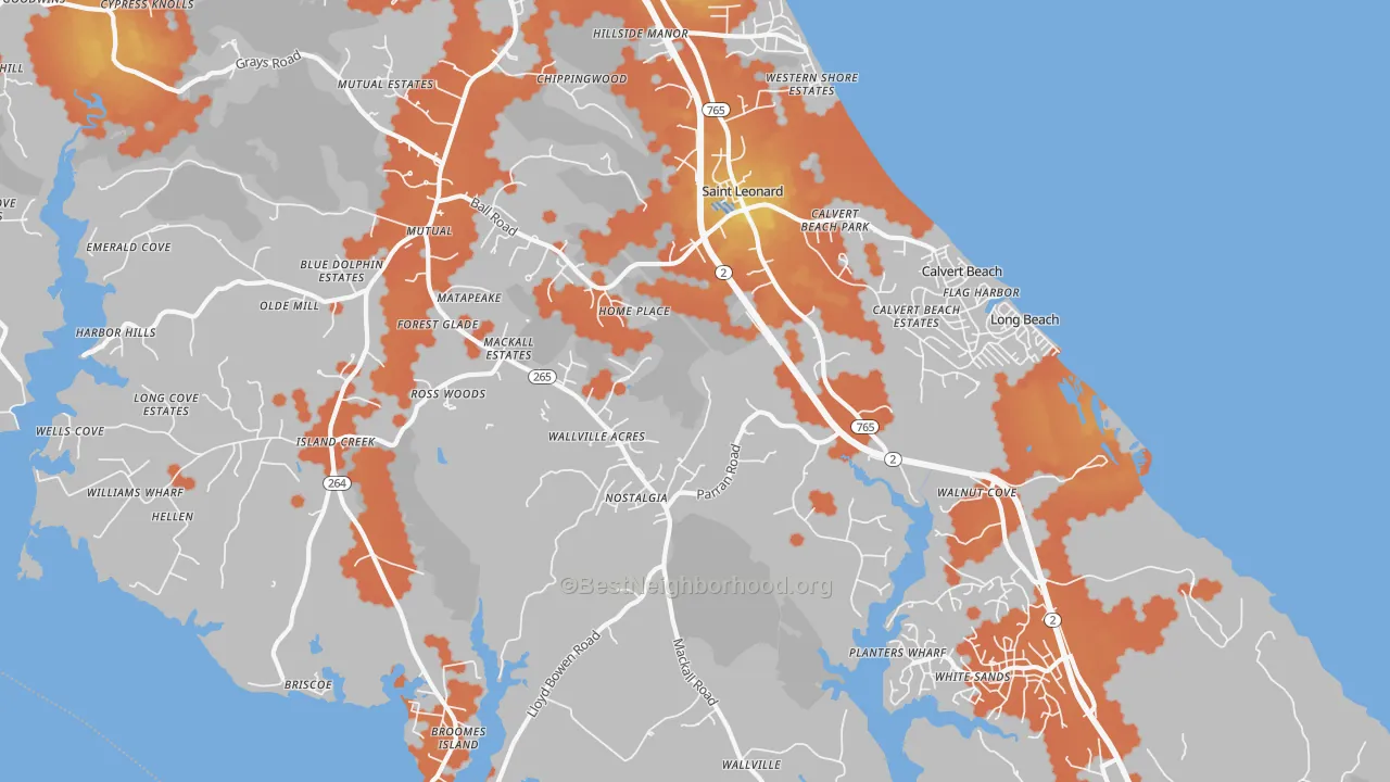 Bike Grade map of St. Leonard, MD