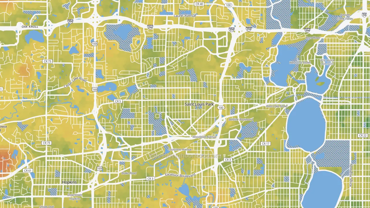 Bike Grade map of St. Louis Park, MN