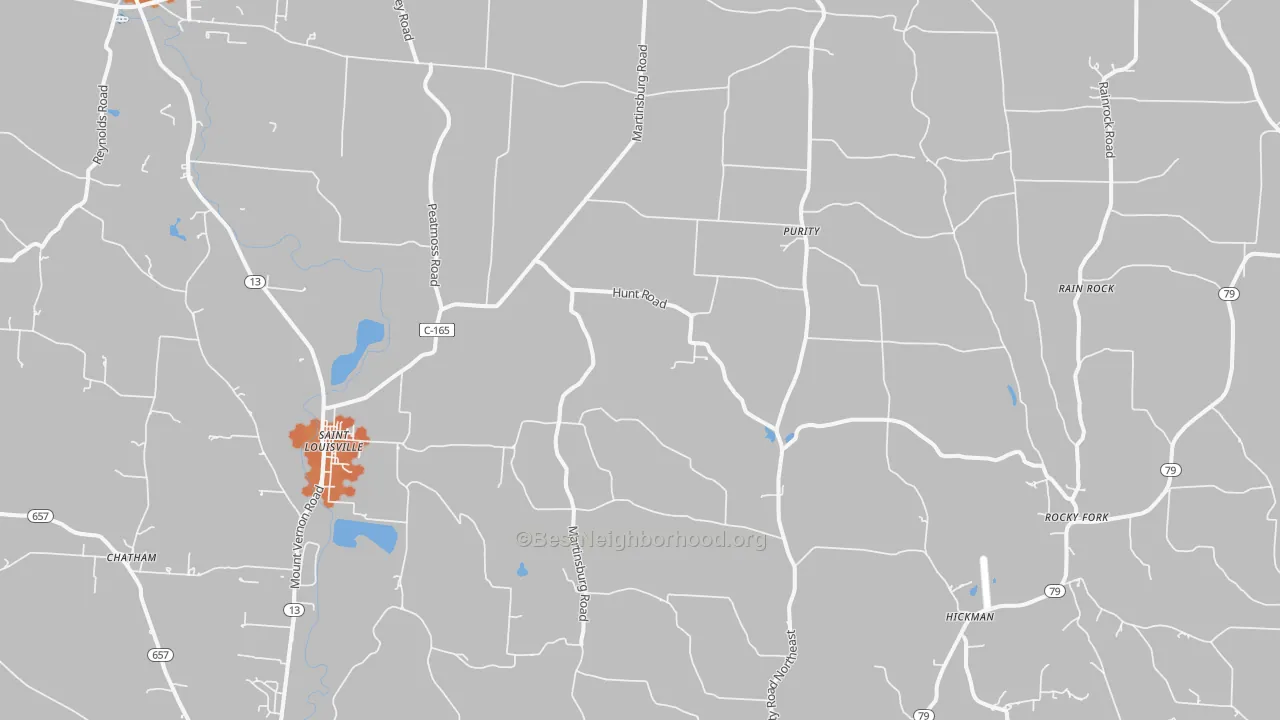 Bike Grade map of St. Louisville, OH