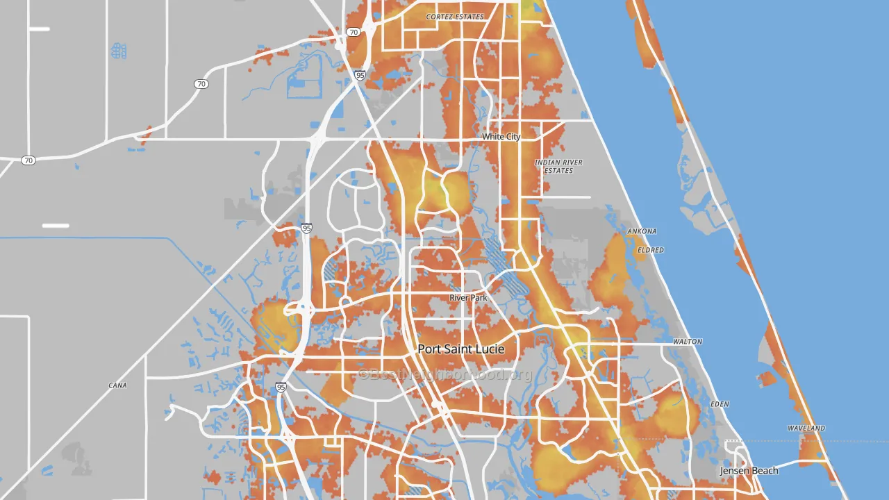 Bike Grade map of St. Lucie County, FL