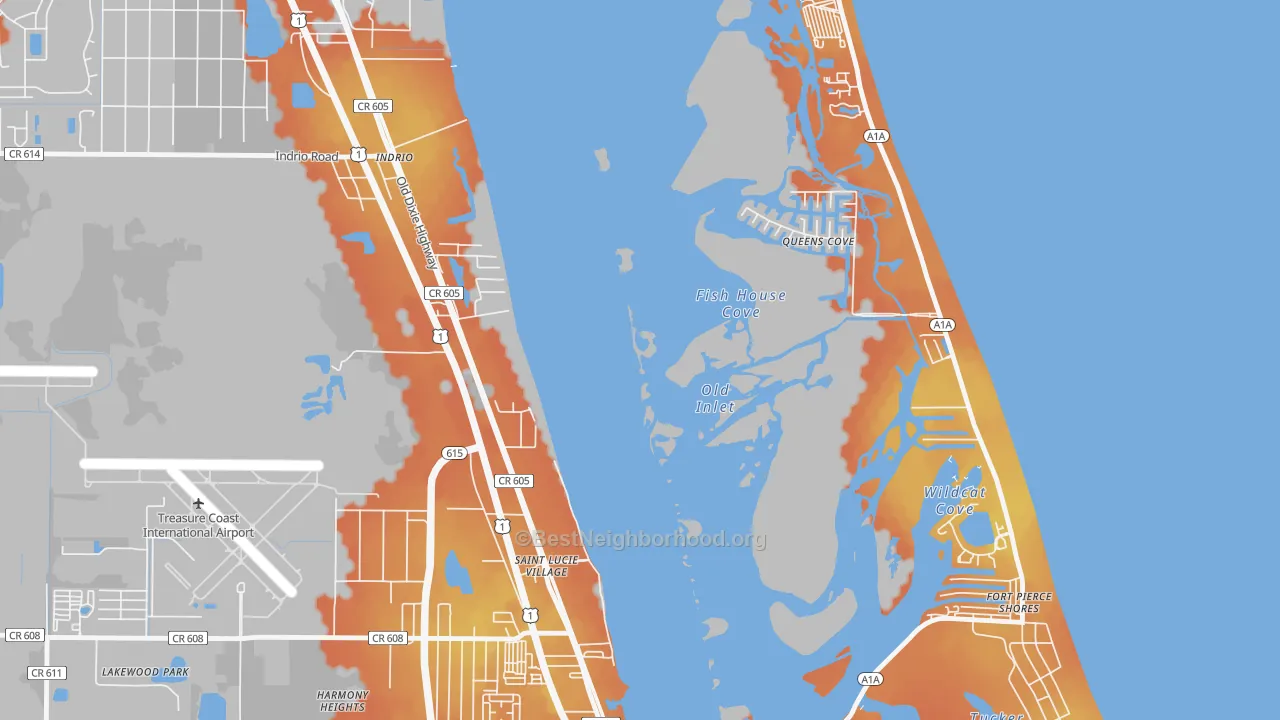 Bike Grade map of St. Lucie Village, FL
