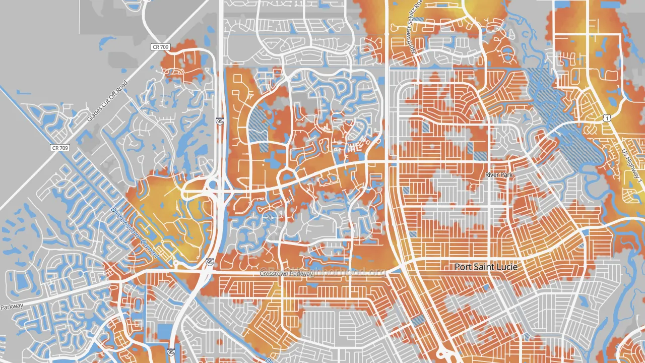 Bike Grade map of St. Lucie West, Port St. Lucie, FL