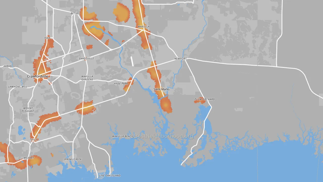 Bike Grade map of St. Marks, FL
