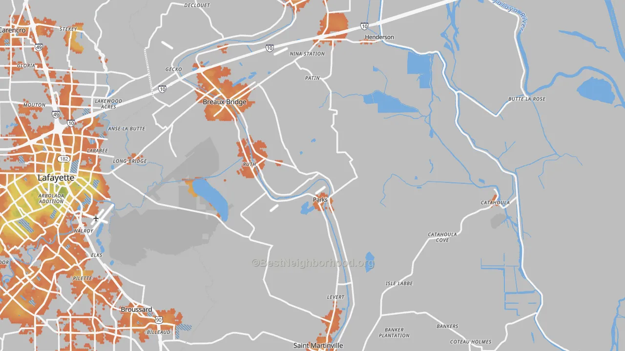 Bike Grade map of St. Martin Parish, LA
