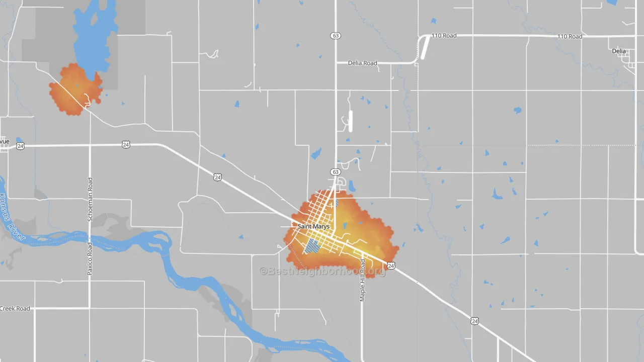 Bike Grade map of St. Marys, KS