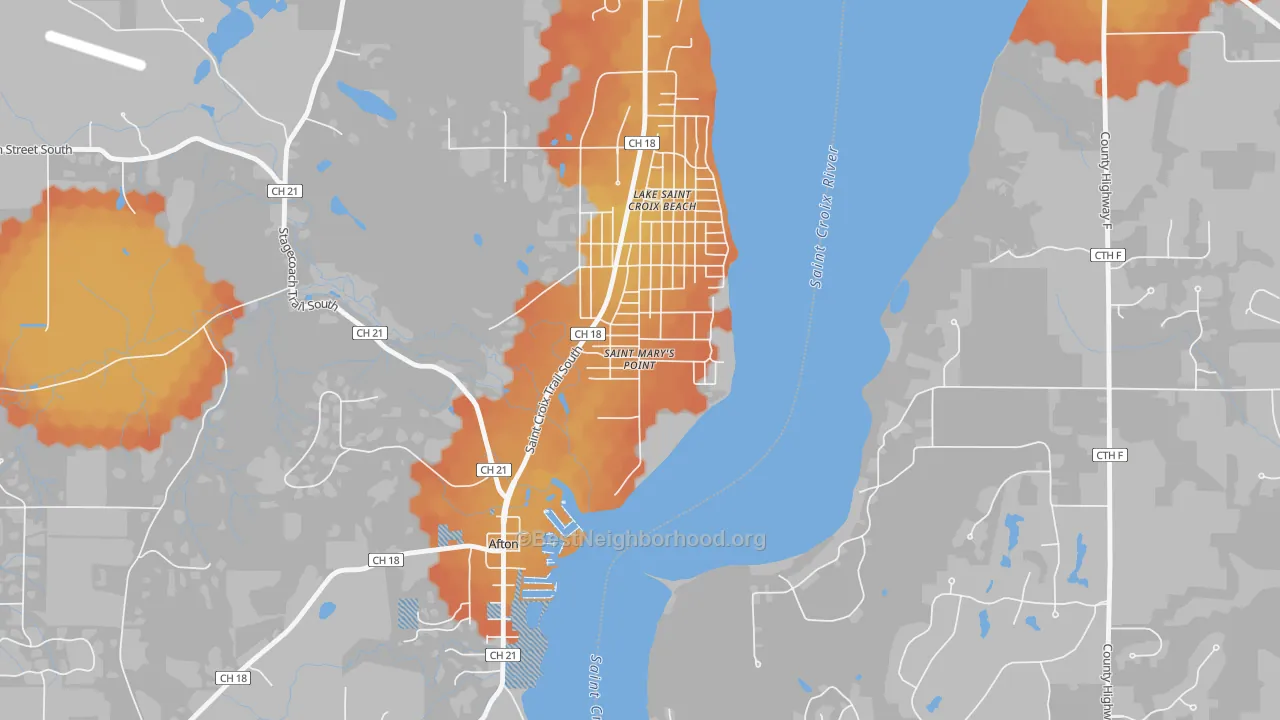 Bike Grade map of St. Marys Point, MN