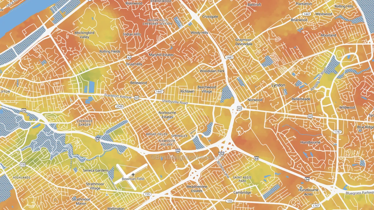 Bike Grade map of St. Matthews, KY