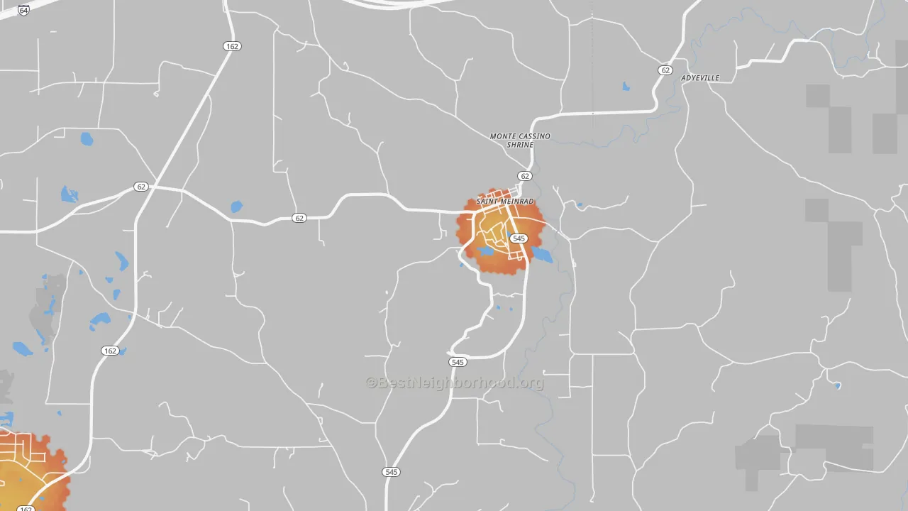 Bike Grade map of St. Meinrad, IN
