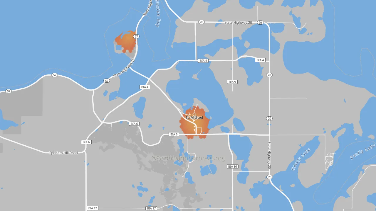 Bike Grade map of St. Michael, ND